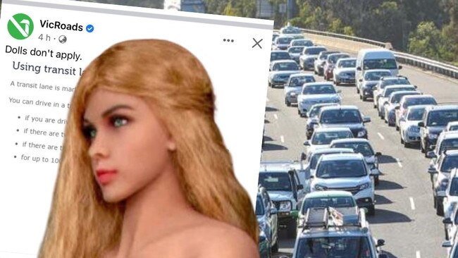 VicRoads has highlighted the fact sex dolls “don’t apply” as passengers, in order to use Eastern Freeway transit lanes.