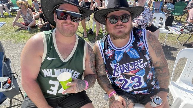 Cranbourne’s Philip Armstrong and Frankston’s Jake Anderson at Hello Sunshine festival in Scoresby.