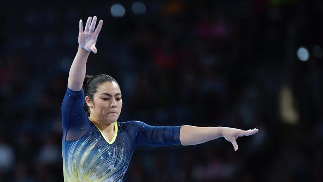 Georgia Godwin competes in the all-around final at the 2019 World Championship in Stuttgart, Germany.