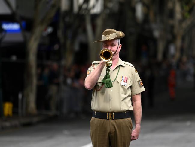An Australian Army bugler during the Anzac Day parade on April 25, 2023 in Brisbane. Photo by Dan Peled/Getty Images