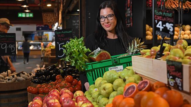 Victoria Kakoulis from Wills and Daniel in the Adelaide Central Market. Picture: Tom Huntley