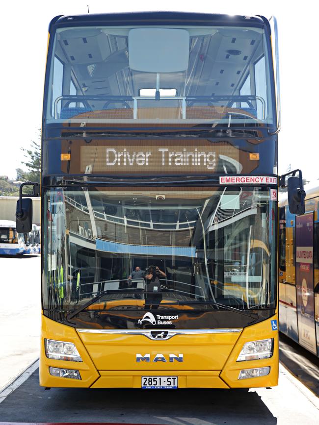 A new B-Line bus arrives at Mona Vale bus depo for driver training. Picture: Adam Yip.