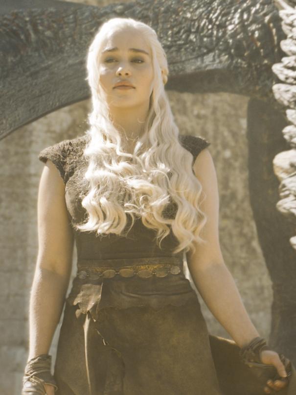 Daenerys Targaryen (played by Emilia Clarke) in a scene from Game of Thrones.