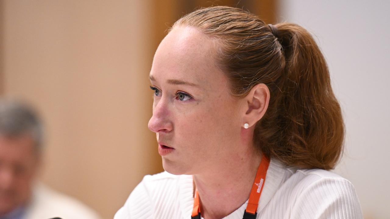 Chief Executive Officer of Rowing Australia Sarah Cook presents to the Senate committee into the readiness of Brisbane to hold the 2032 Olympic Games. Photo: NewsWire / Martin Ollman