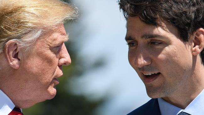 Donald Trump and Justin Trudeau clashed in June. Pic: AFP