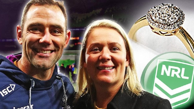 The NRL gifted Cameron Smith’s wife Barb a diamond ring for his 400th game.