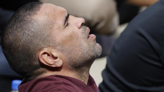 Anthony Mundine flew to New Zealand to attend Friday prayers in Christchurch, one week on from the terror attack that claimed 50 lives. Picture: AP/Mark Baker