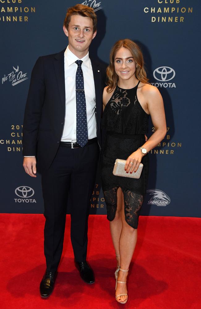 Matt Crouch with Ellie Symons at the Crows Club Champion award dinner. Picture: TOM HUNTLEY