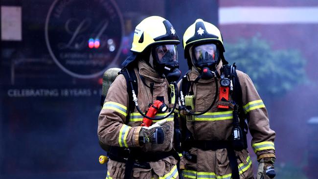 Pentatis fruit and vegetable shop on fire on Tooronga road in Hawthorn East. Picture: Nicole Garmston