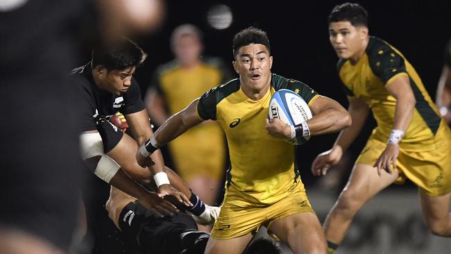 Semisi Tupou is tackled during a Oceania Rugby U20 Championship match between Australia and New Zealand in 2019. Picture: Getty Images