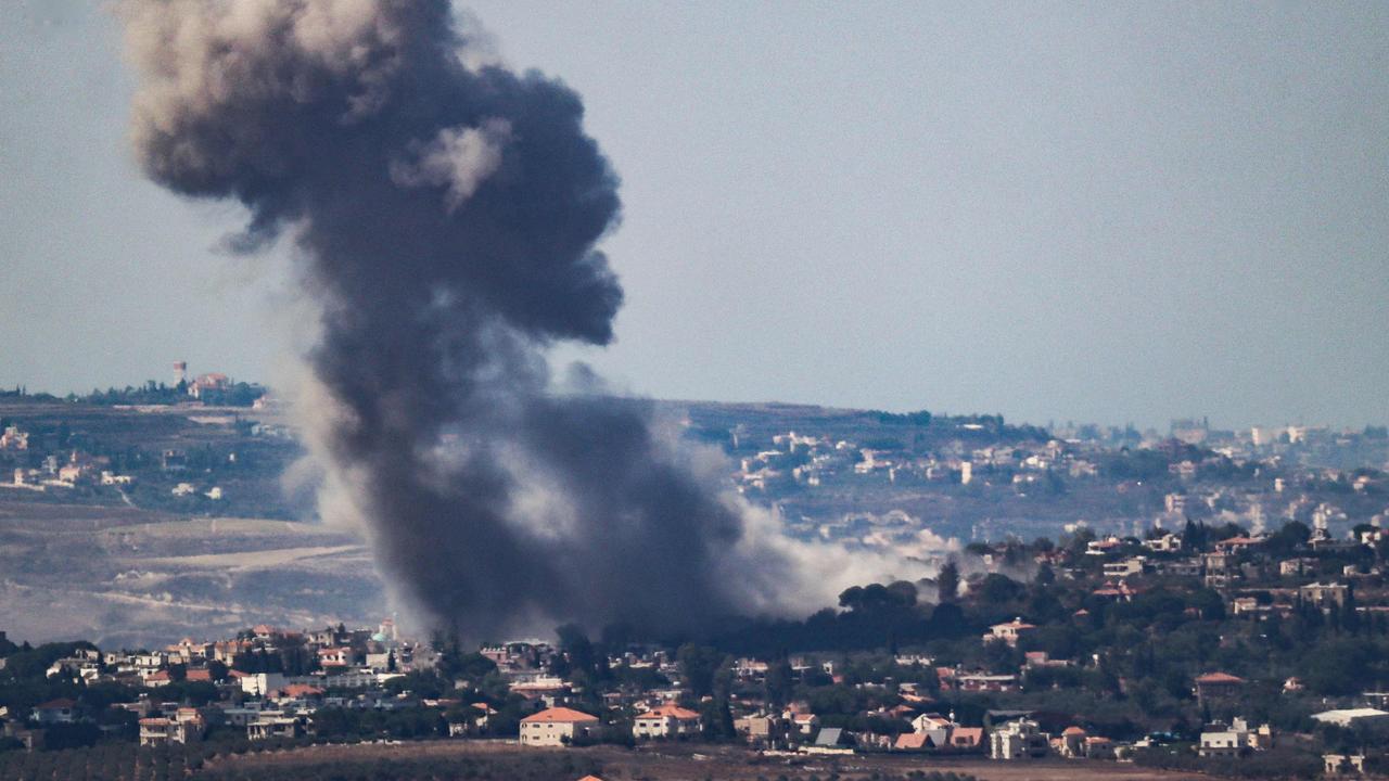 Smoke rises from the site of an air strike that targeted the southern Lebanese border village of Zawtar. Picture: Rabih Daher/AFP