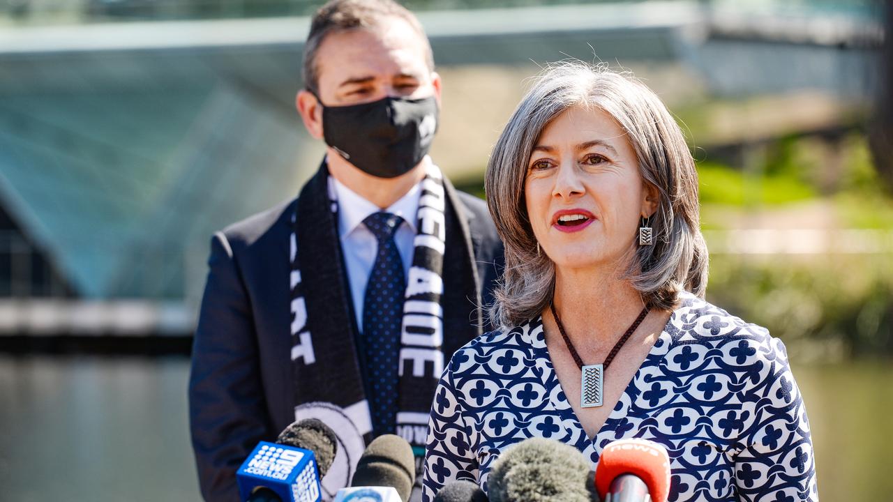 Premier Steven Marshall and Chief Public Health Officer Professor Nicola Spurrier. Picture: Brenton Edwards