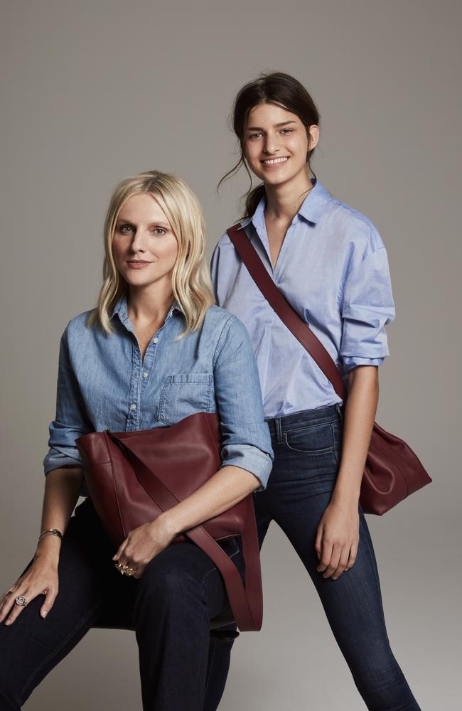 Laura Brown, pictured left, with one of her Mone Purse designs. Picture: Supplied