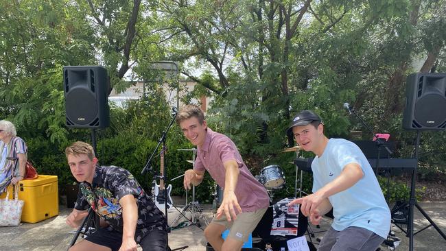 Will, Joseph and Tom busking at the Parkes Elvis Festival, January 12. Photo: Tijana Birdjan