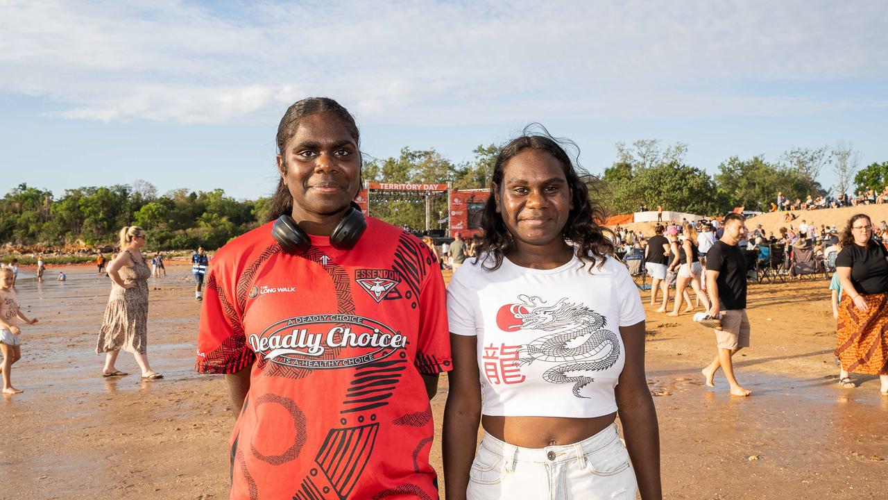 Agnes Majindi and Jenna Cooper had a front row spot for the fireworks. Picture: Pema Tamang Pakhrin