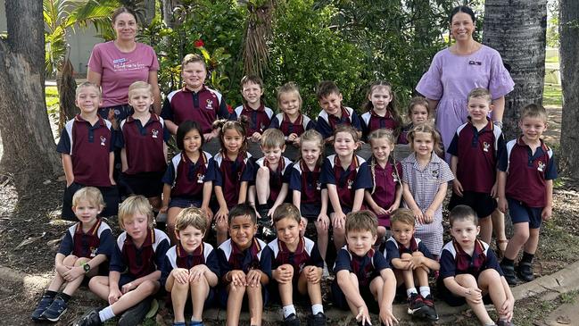 Moranbah East State School Prep A Back row: Mrs Nicole Murphy (Teacher Aide), Carter Scott, Nate Ryan, Vera Large, Rocco Jordan, Elena Marsham, Elaine Jeffrey, Mrs Lindsay Daly (Teacher)Middle row: Sterling Miller, Jarvis Parfitt, Kimmie Jaffray Anaiya Arifu, Zenith Haigh, Audrey Madden Horton, Teddy Yorkston, Vaida Bean, Chloe de Tournouer, Hudson Nordling, Tyler Pease-Smith Front row: Jaxson Gallagher, Lachlan Winchester, Xander Reynolds, Saiansh Walia, Danny Dalglish, Atticus Mountney, Max Pritchard, Parker Smith.