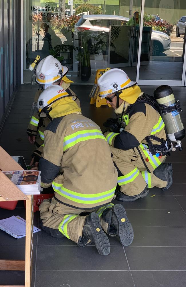 The smell of gas forced the evacuation of a Victoria St office building in Mackay. Picture: Duncan Evans.