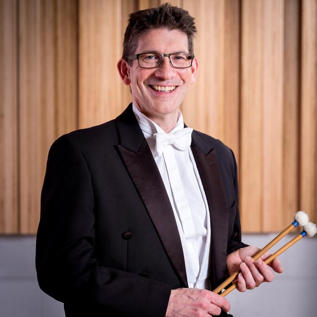 Matt Goddard is the principal timpanist for the Tasmanian Symphony Orchestra. Picture: Alistair Bett