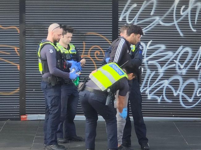 Police make an arrest at Nicholson St Mall. Picture: supplied.