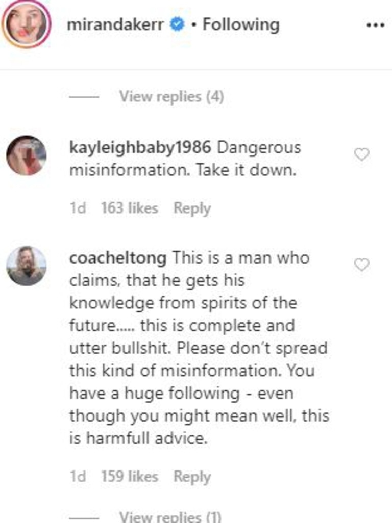 Kerr was called out for the post. Picture: Instagram