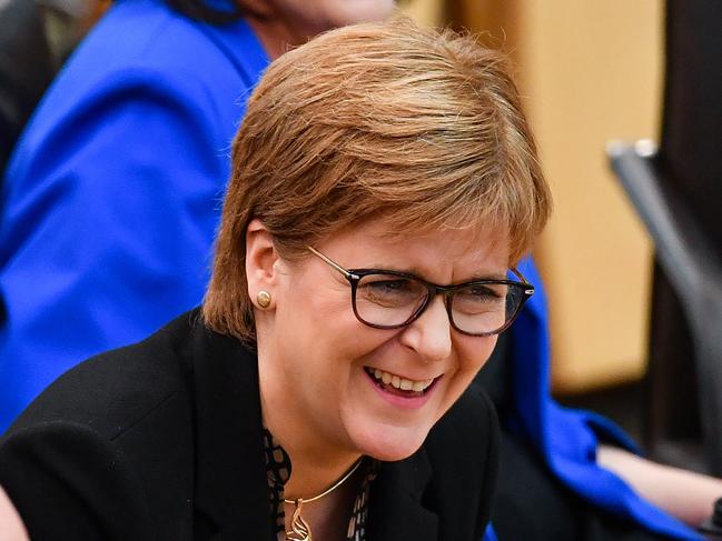 No laughing matter … First Minister of Scotland Nicola Sturgeon doesn’t think it’s a good idea to leave Boris Johnson in the top job. Picture: Getty