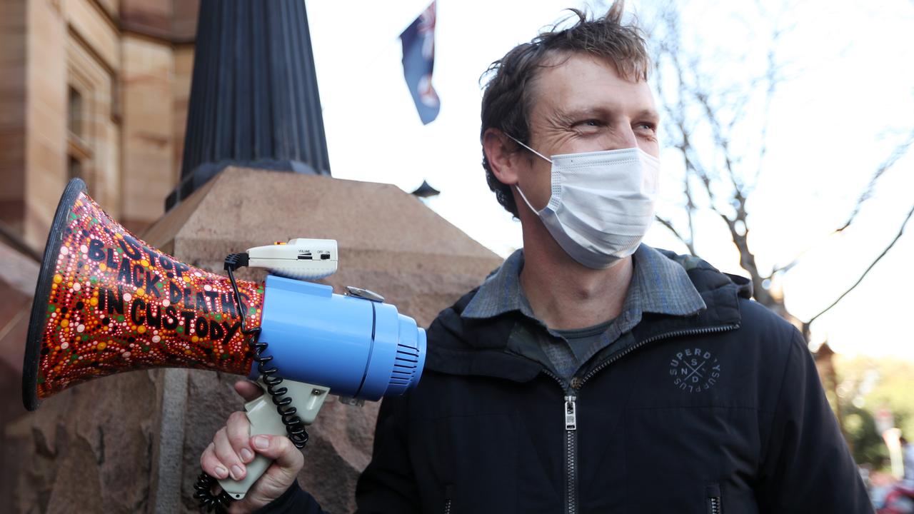 Black Lives Matter rally organiser Padraic “Paddy” Gibson at The Domain before the rally. Picture: Jonathan Ng