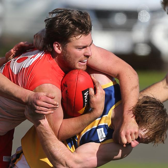 South Warrnambool star Liam Youl was injured early against North Warrnambool. Picture Yuri Kouzmin