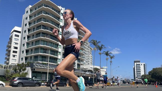 Cara Feain-Ryan, pictured here competing in the Sunshine Coast Marathon Festival, has a bright future ahead of here.