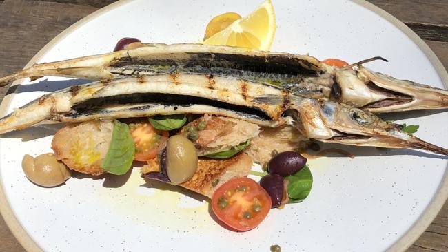 Garfish and panzanella salad at Stanley Bridge Tavern.