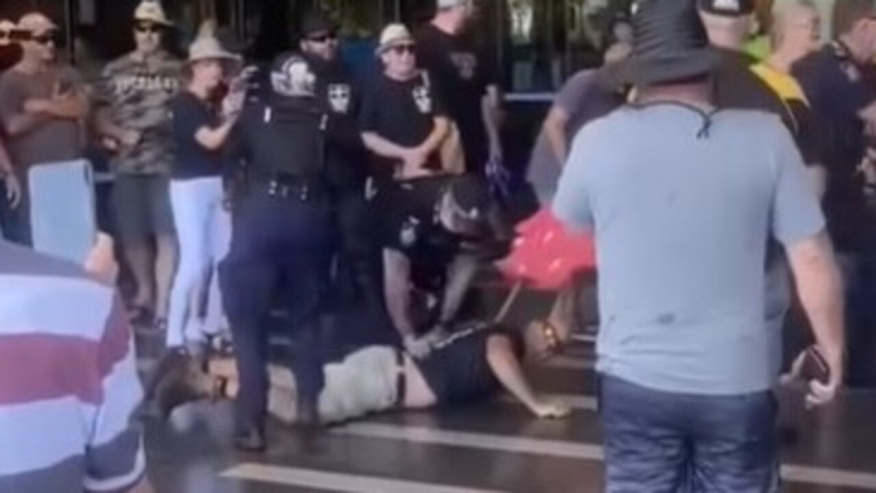 Mackay police arrested three men after an anti vaccination rally at Caneland Central allegedly turned violent.