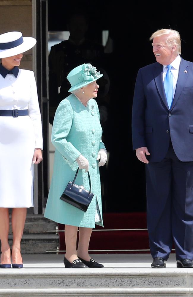 Mr Trump and First Lady Melania Trump are greeted by the Queen. Picture: Chris Jackson/Getty Images