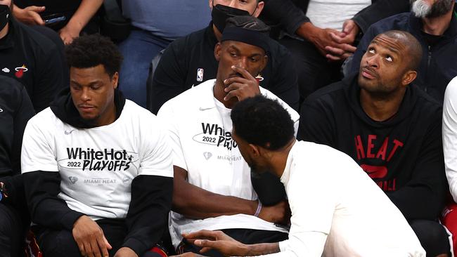 Jimmy Butler (centre) went completely missing. (Photo by Elsa/Getty Images)