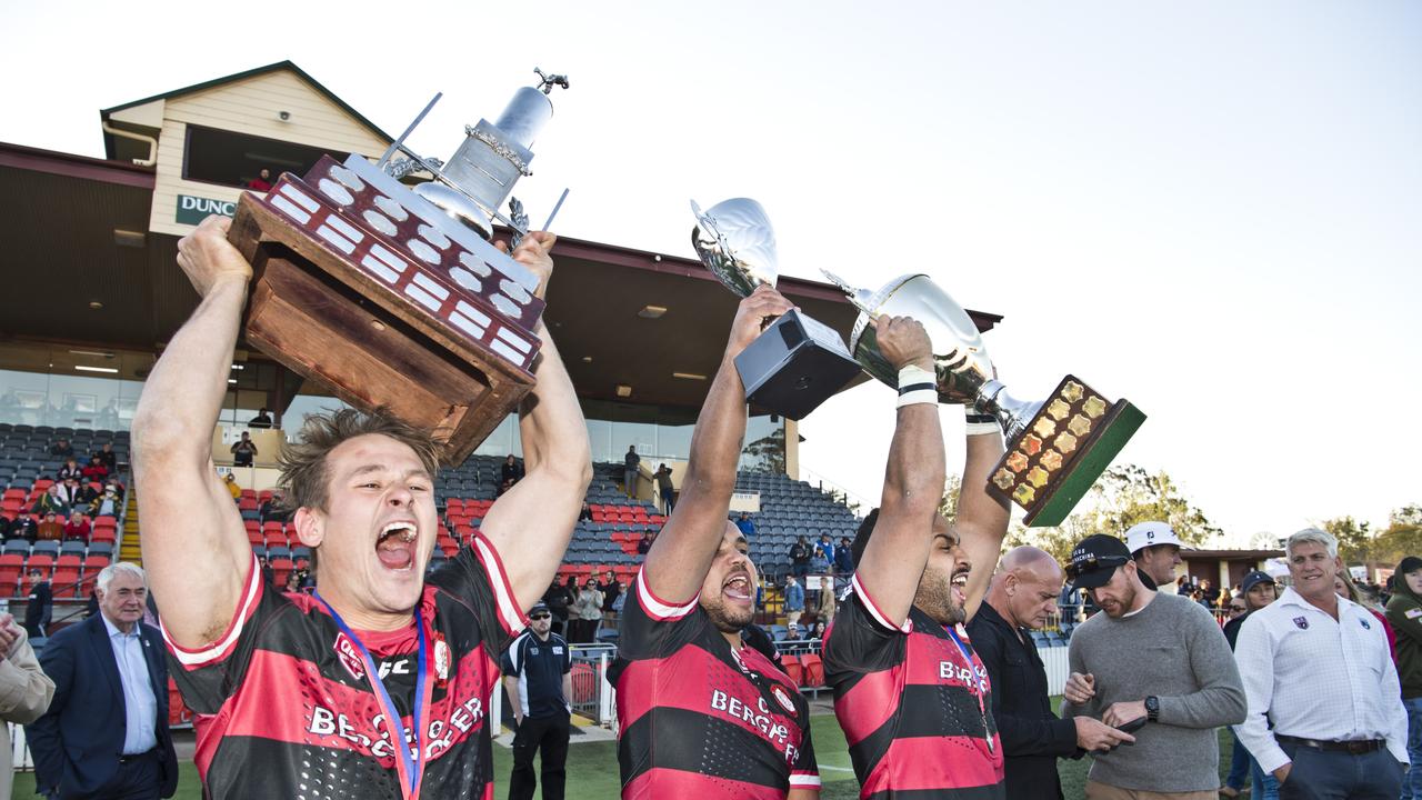 Valleys celebrate their win. TRL grand final, Valleys vs Warwick Cowboys. Sunday, 8th Sep, 2019.