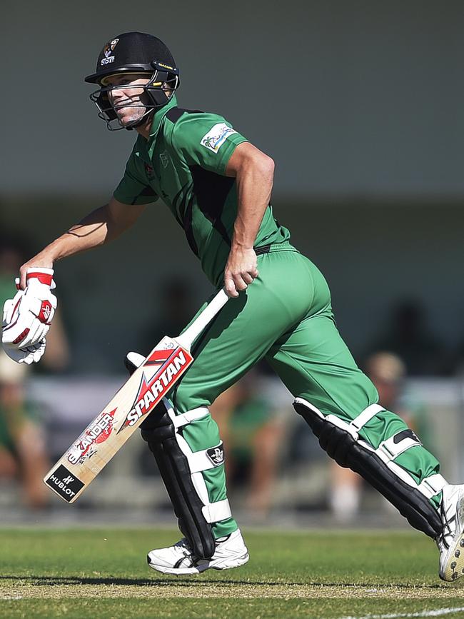 David Warner runs between the wickets while playing for the City Cyclones. Picture: Keri Megelus