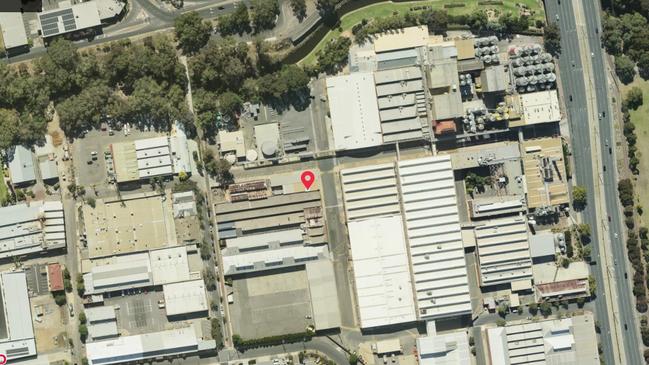 Aerial view of West End Brewery with the location of Colonel Light's demolished cottage – Theberton Hall. Picture: MetroMap