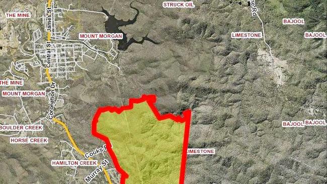 Land earmarked for a proposed 382-lot development in Mount Morgan. Picture: Contributed