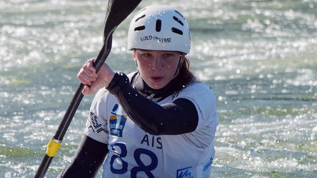 Young paddler Alexandra Broome, who won the K1, competing at Penrith. Pic: Mackie Kayaking