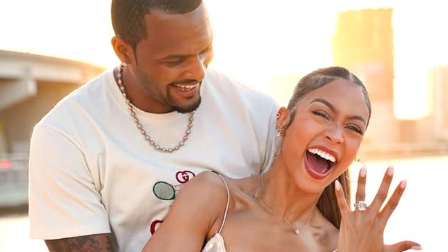 DeShaun Watson and Jilly Aanais show off the bling. Photo: Jilly Anais/Instagram.