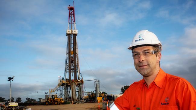 Beach Energy Regional manager Jon Conti at the Haselgrove-4 Conventional Gas Well. Picture: Don Brice