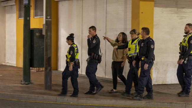 Police patrol the streets. Picture: Grenville Turner