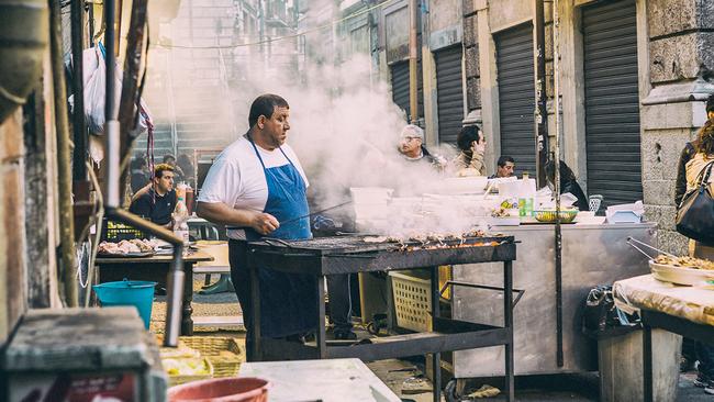 Street food stall at La Vucciria markets.