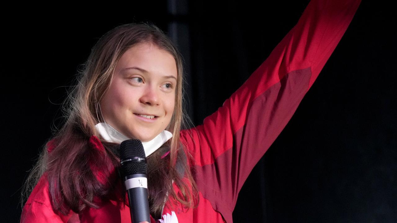 Greta Thunberg speaks during the Fridays For Future march in Glasgow. Picture: Christopher Furlong/Getty Images