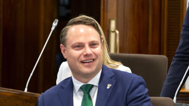 Cr Adrian Schrinner has been sworn in as Brisbane’s Lord Mayor. Picture: Richard Walker/AAP 