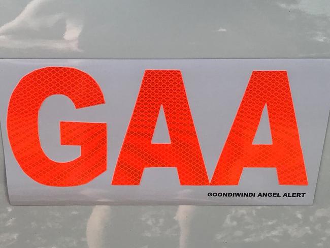 A Goondiwindi Angel Alert magnet on a volunteers car. Picture: Supplied