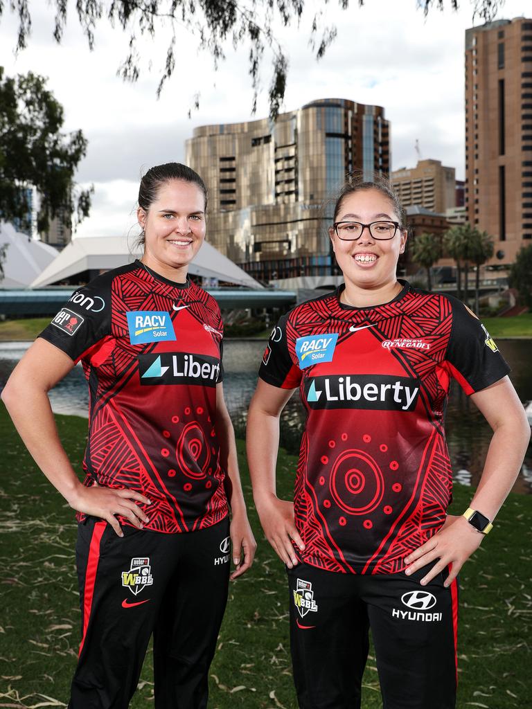 Ella Hayward with teammate Josie Dooley in their First Nations kit. Picture: GETTY