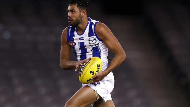 Tarryn Thomas’s elite kicking makes his a special player. Picture: Michael Klein