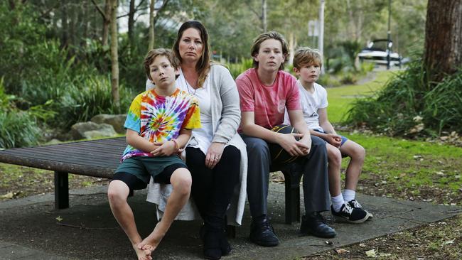 The Stackhouse family from Warriewood, left Sam 11, Sonia, Kai 15, and Flynn 9, all have a meat allergies caused by tick bites. Picture: Braden Fastier