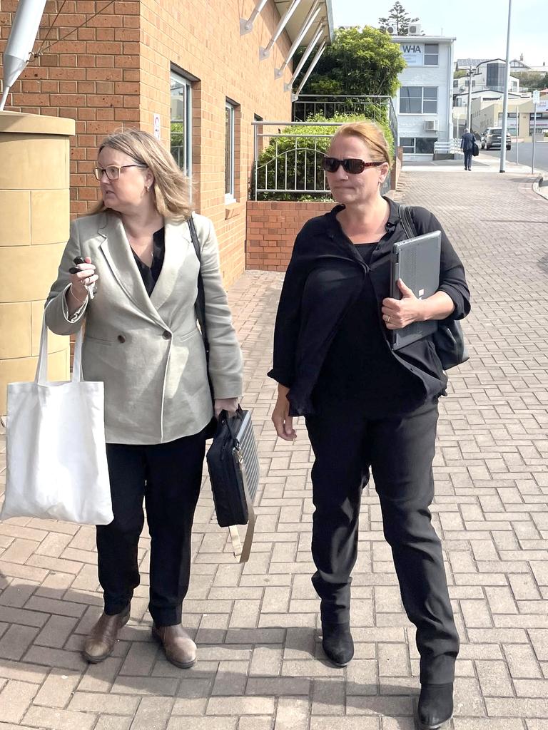 Hillcrest jumping castle operator Rosemary Gamble (R) walking into Devonport magistrates Court. Picture: Matthew Denholm