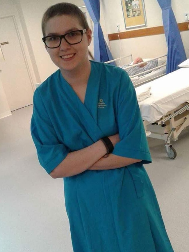 Breast cancer survivor Natalie Keane pictured while in hospital. Picture: Supplied