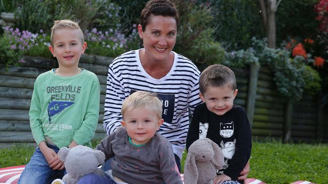 Melissa Procter with children Harvey, Maitchum and Huon.